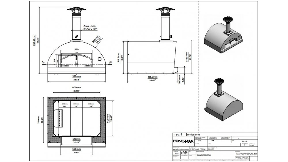 Fontana - Mangiafuoco Built In Gas Pizza Oven - Anthracite 2 Fontana - Mangiafuoco Built In Gas Pizza Oven - Anthracite - Image 2