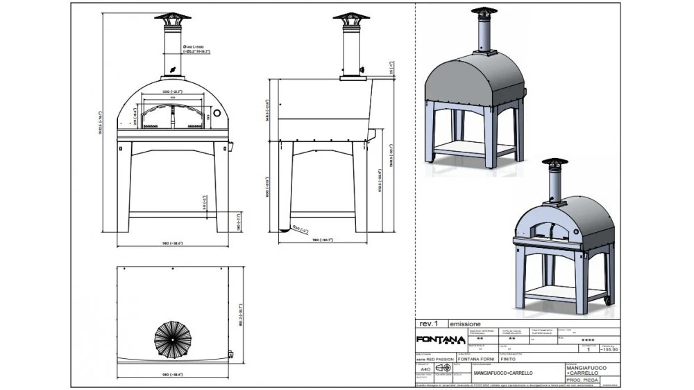 Fontana - Mangiafuoco Gas Pizza Oven With Trolley - Stainless Steel 2 Fontana - Mangiafuoco Gas Pizza Oven With Trolley - Stainless Steel - Image 2